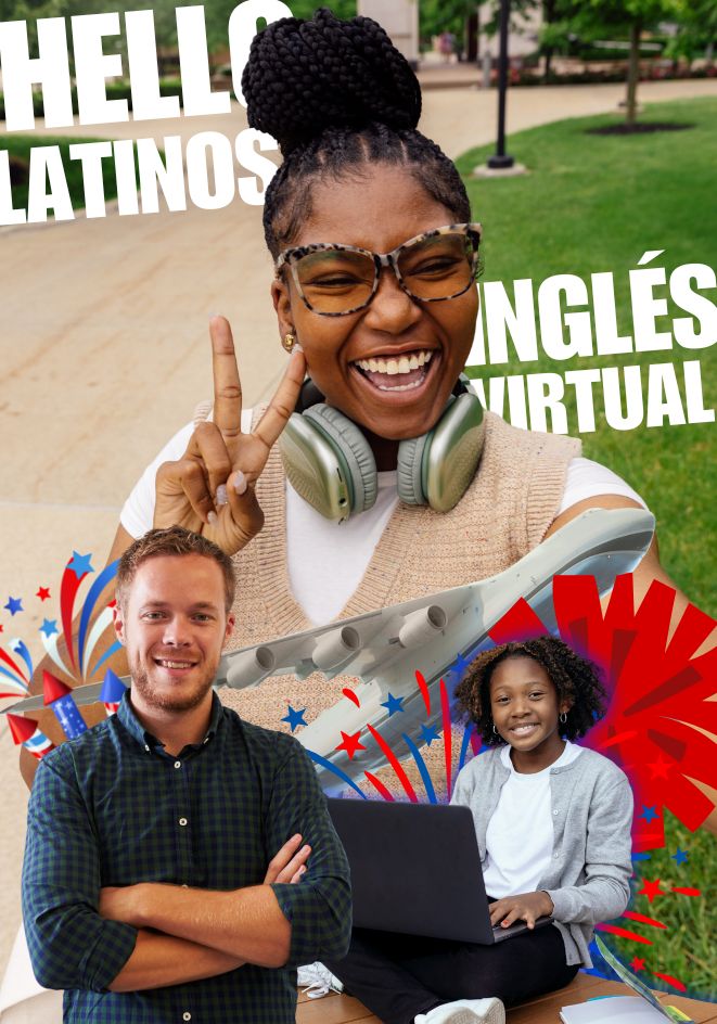 Estudiantes felices aprendiendo ingl&eacute;s